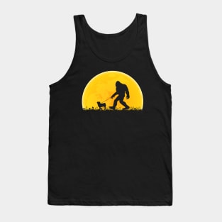 Bigfoot Walking Pug Dog Moon Sasquatch Tank Top